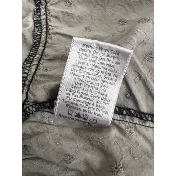 Current Elliott Florence Grey babydoll Mini Dress Eyelet Size 2 Grunge Neutral‎ - Picture 7 of 11